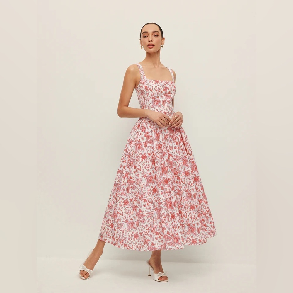 Commense Floral Pink Midi Dress